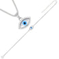 925 Sterling Silver Evil Eye Necklace Bracelet Jewellery Set