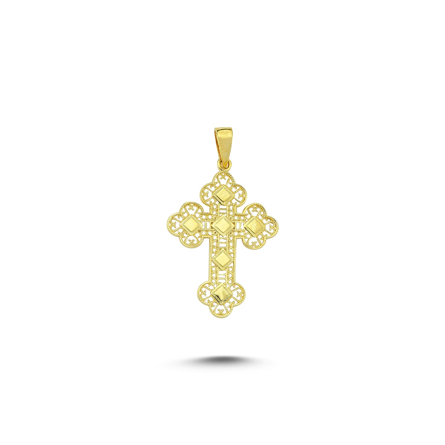 14K Gold Filigree Crucifix Cross Pendant