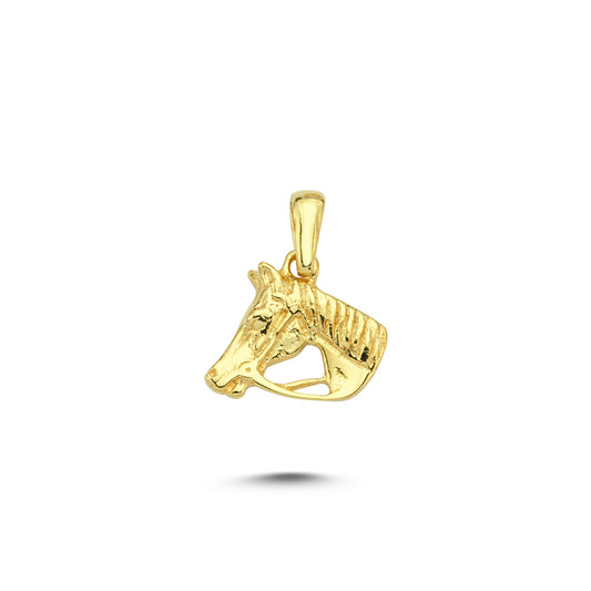 14K Gold Horse Head Animal Charm Necklace