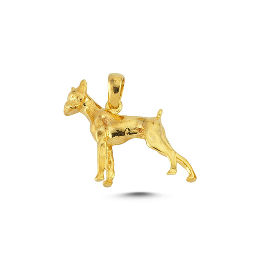 14K Gold Doberman Pinscher Dog Animal Charm Necklace