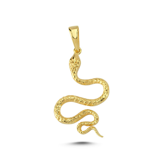 14K Gold Snake Animal Charm Necklace