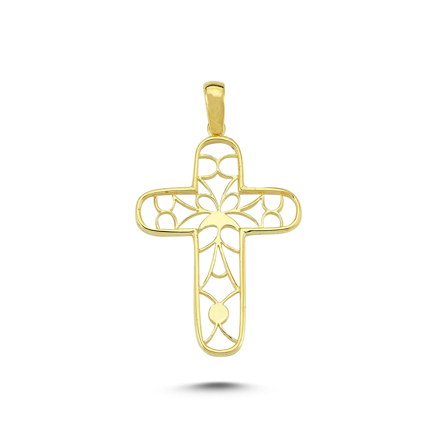 14K Gold Filigree Crucifix Cross Pendant