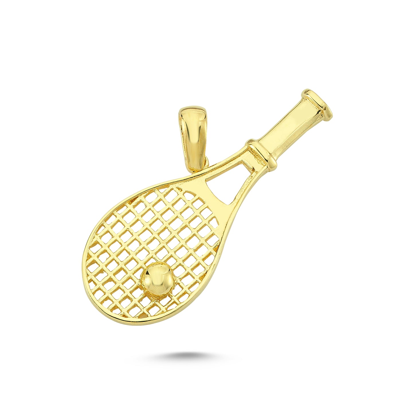 14K Gold Tennis Racket Charm Necklace