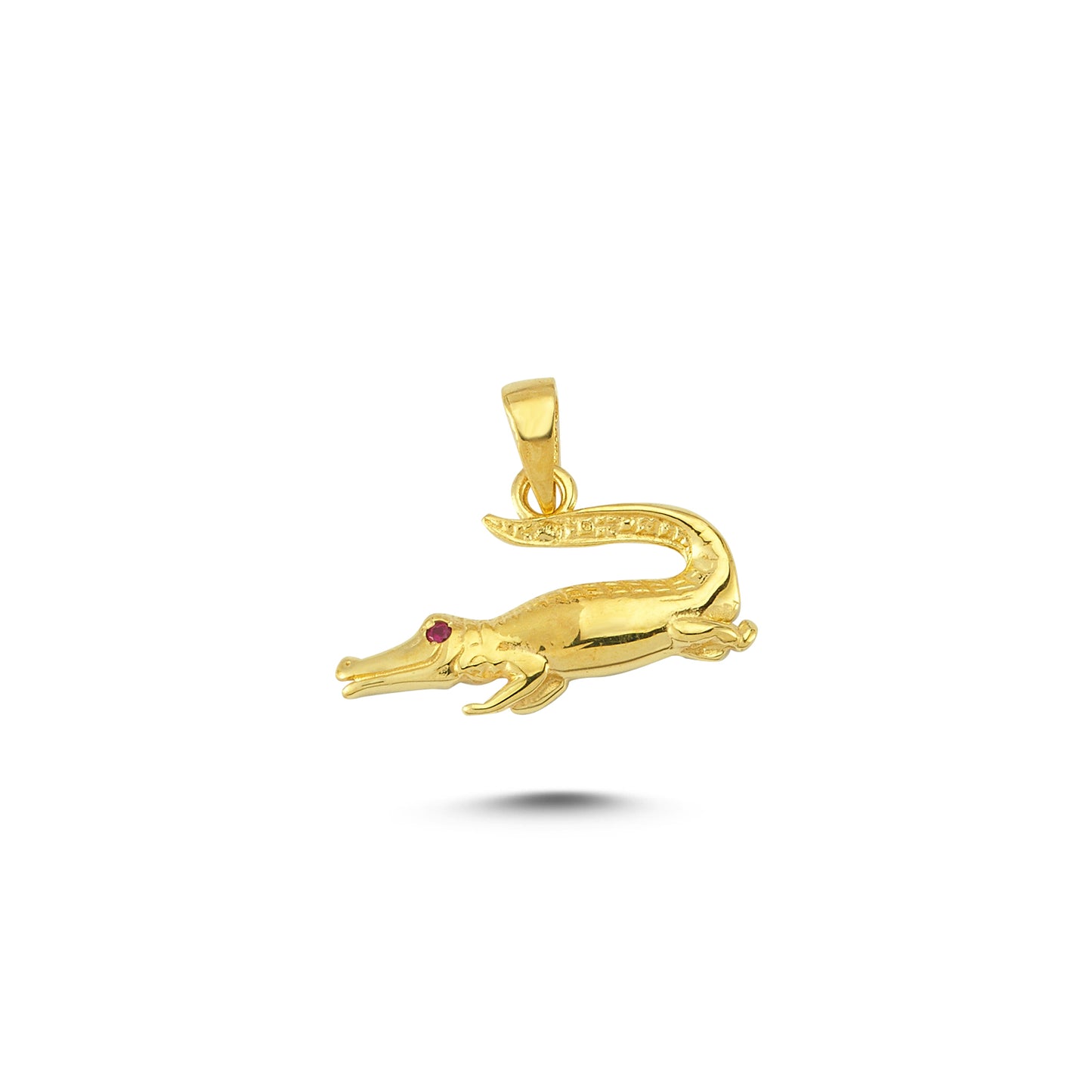 14K Gold Crocodile Animal Charm Necklace