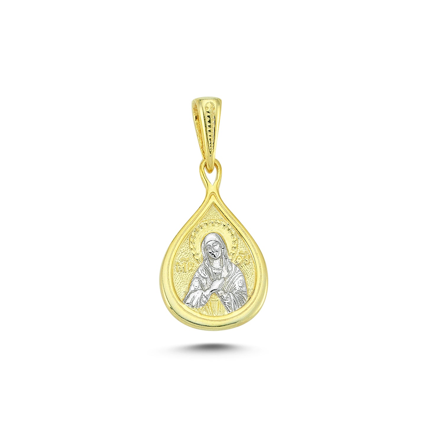 14K Gold Miraculous Mother Mary Charm Necklace