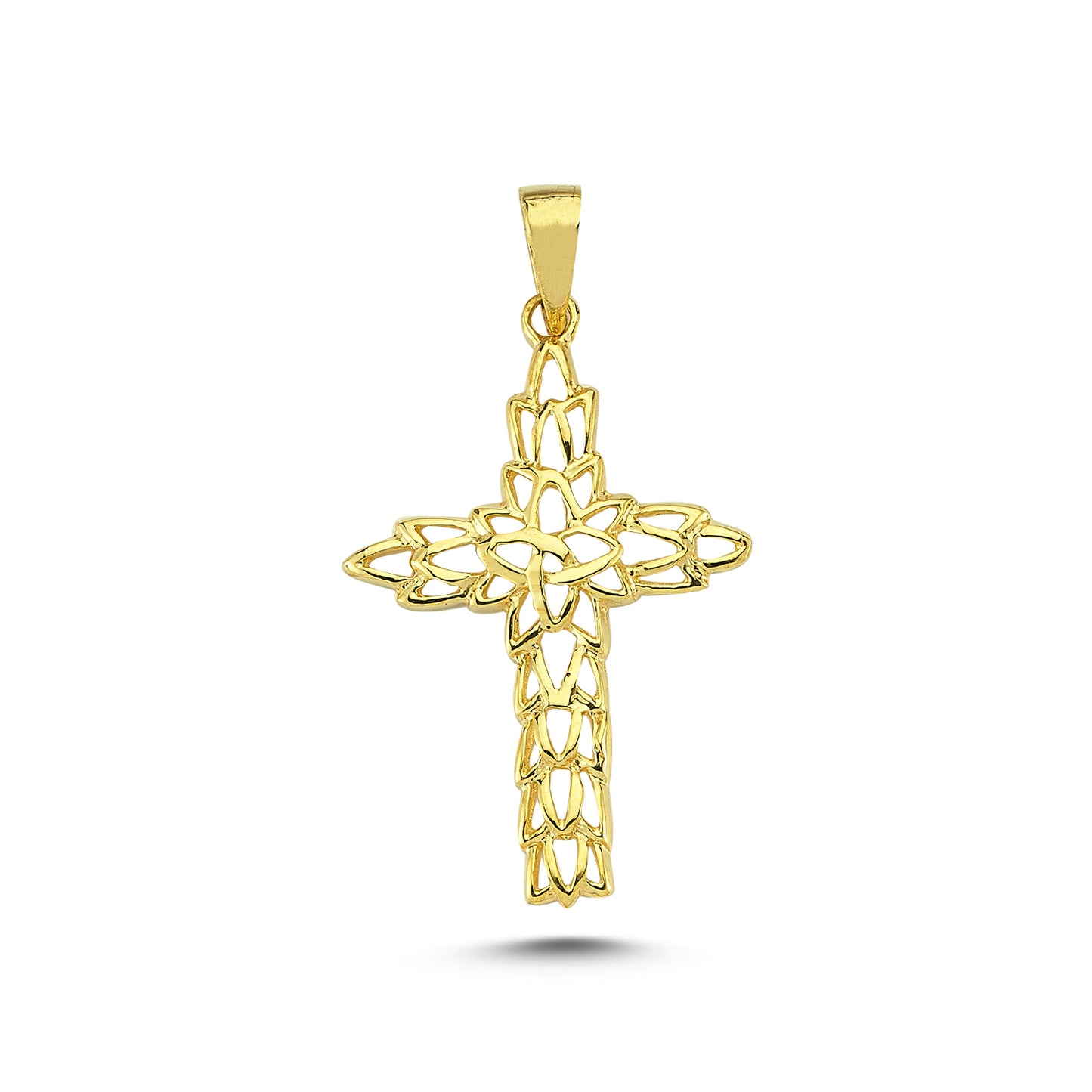 14K Gold Filigree Crucifix Cross Pendant