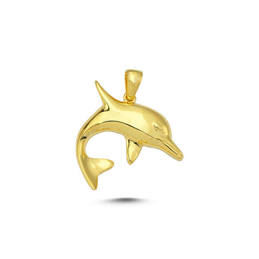 14K Gold Dolphin Animal Charm Necklace