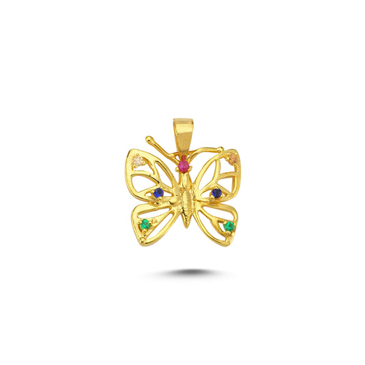 14K Gold Butterfly Animal Charm Necklace