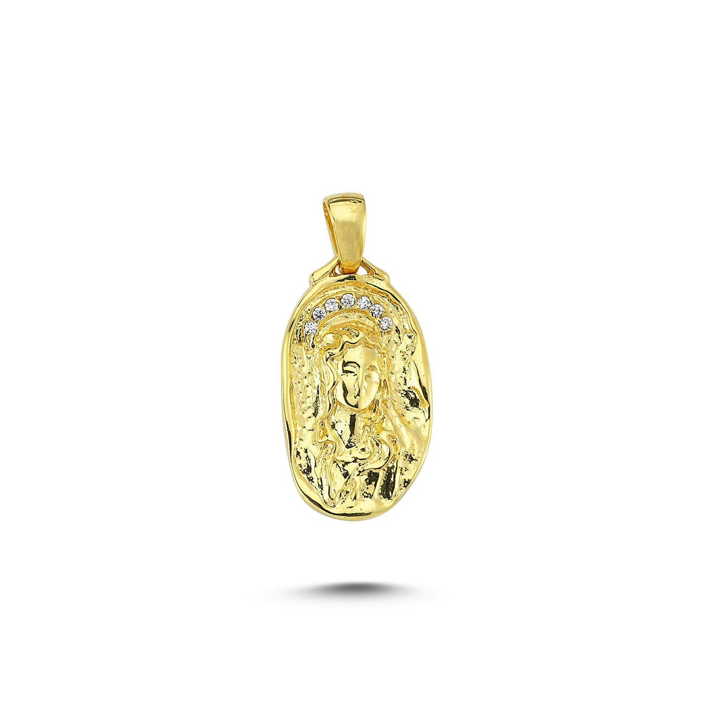 14K Gold Miraculous Mother Mary Charm Necklace