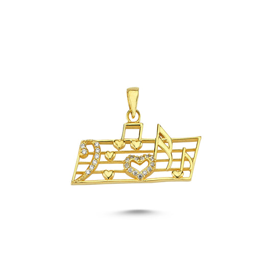 14K Gold Treble Clef Musical Notes Charm Necklace