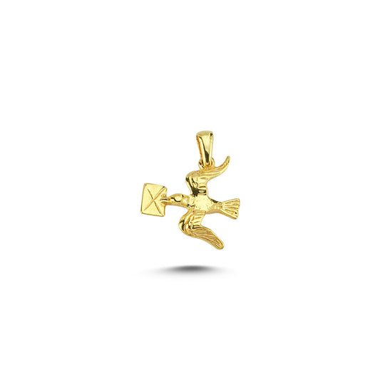 14K Gold Pigeon Letter Animal Charm Necklace