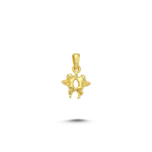 14K Gold Twins Angel Charm Necklace