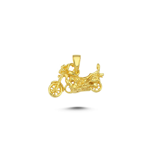 14K Gold Motorcycle Charm Necklace