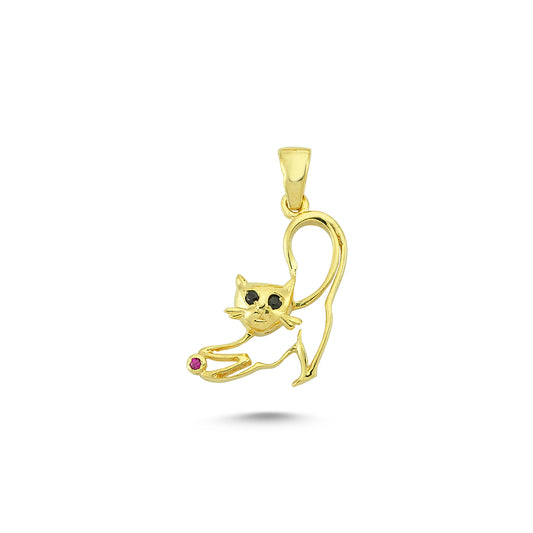 14K Gold Cat Animal Charm Necklace