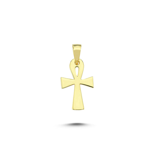 14K Gold Golden Life Cross Charm Necklace