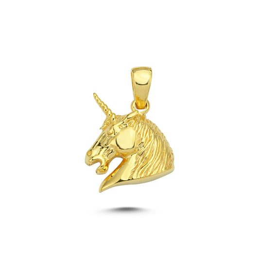 14K Gold Unicorn Head Animal Charm Necklace