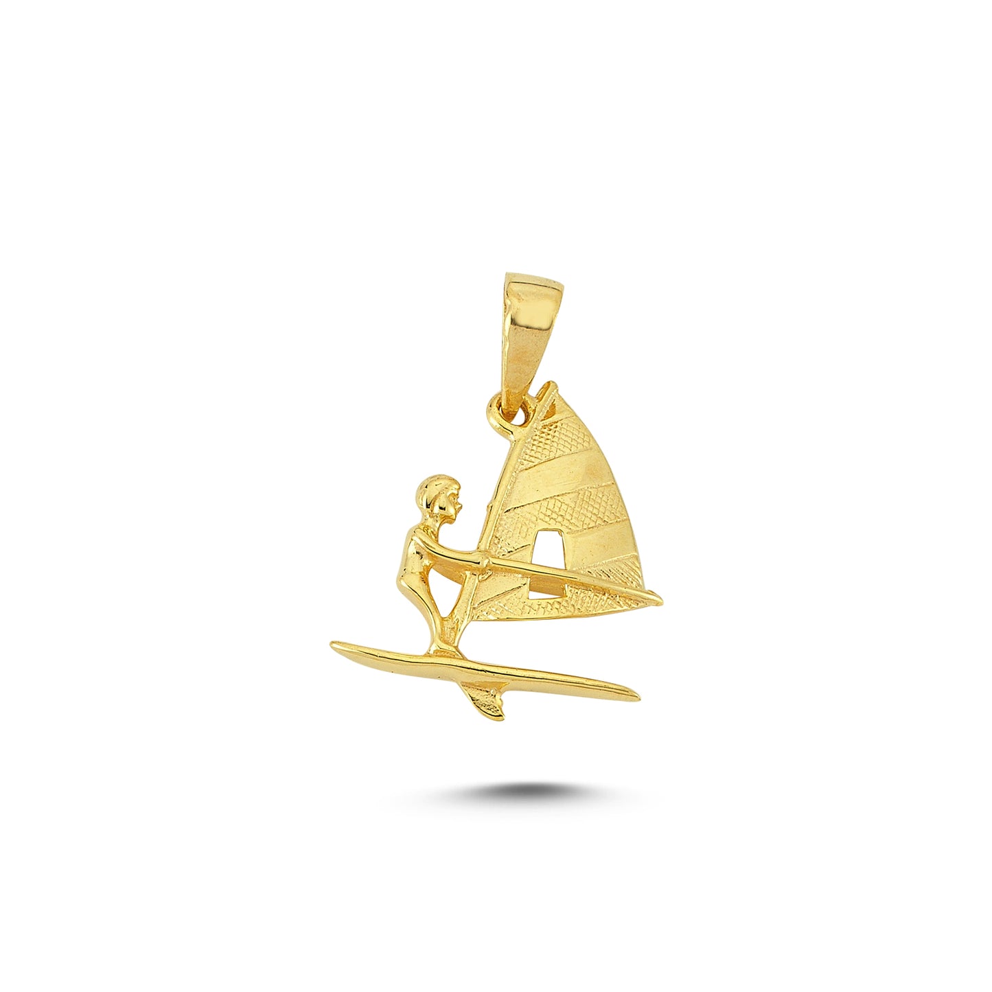 14K Gold Sailboard Sport Charm Necklace