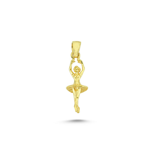 14K Gold Ballerina Charm Necklace