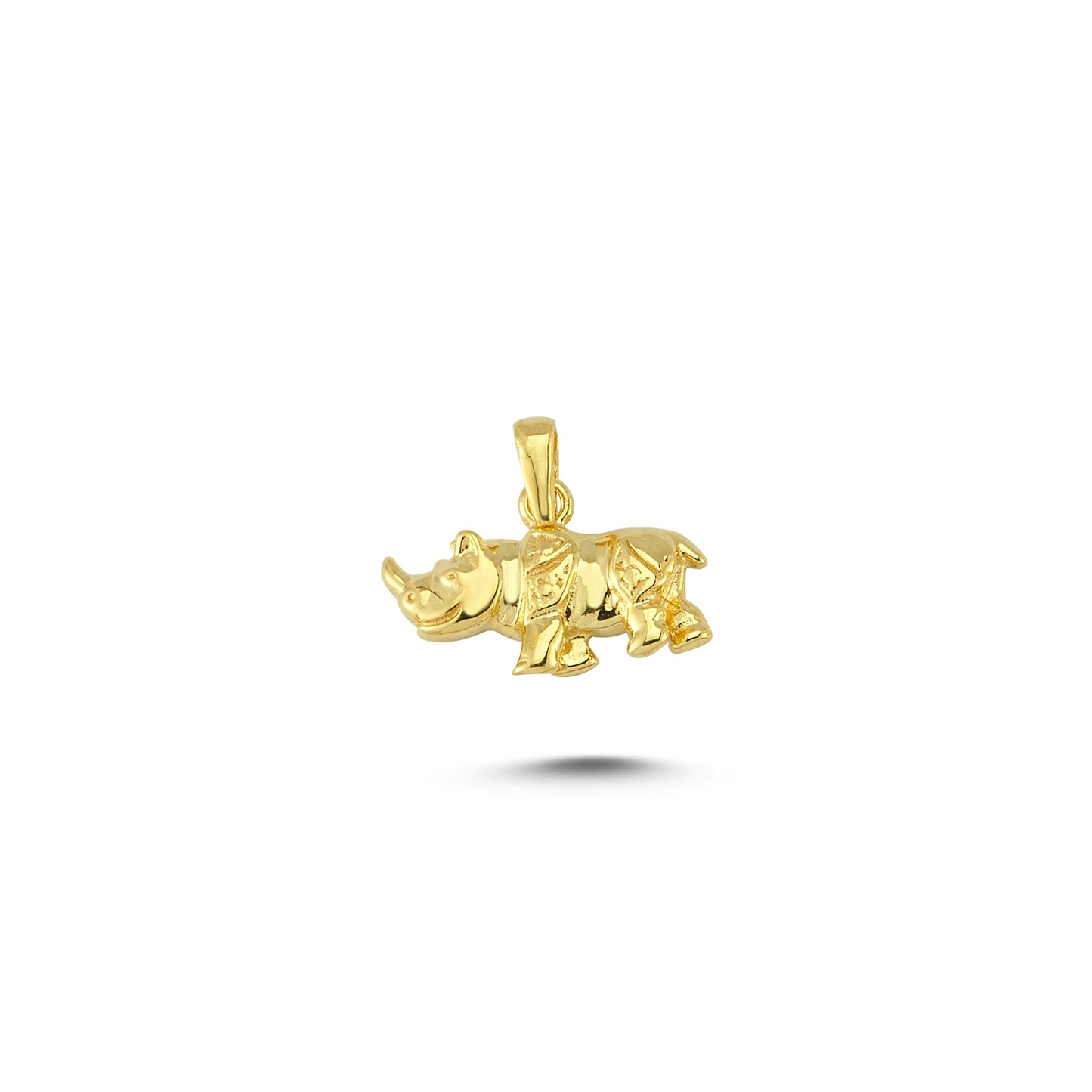 14K Gold Rhino Animal Charm Necklace