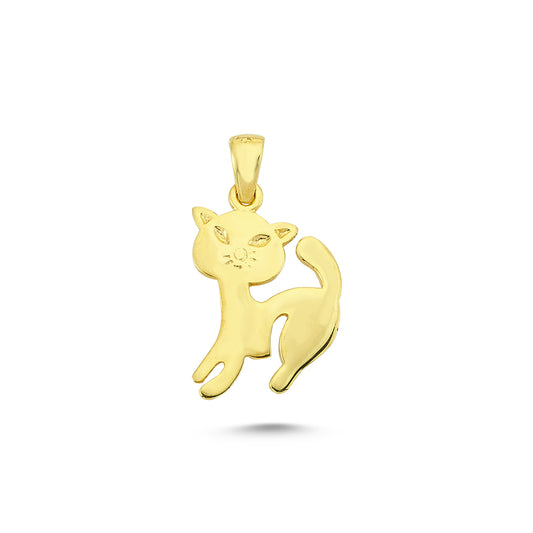 14K Gold Cat Animal Charm Necklace