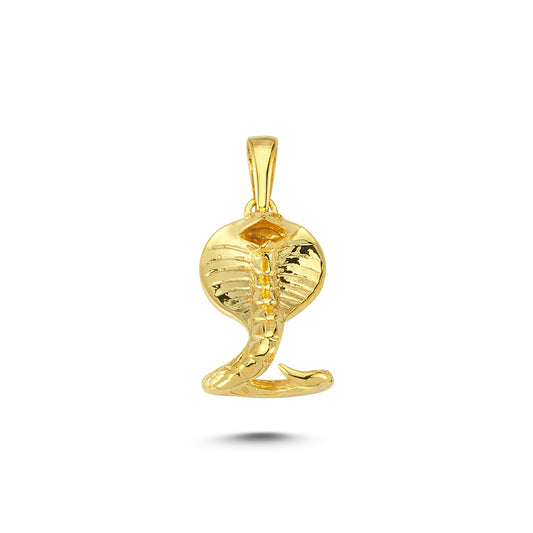 14K Gold Cobra Snake Animal Charm Necklace