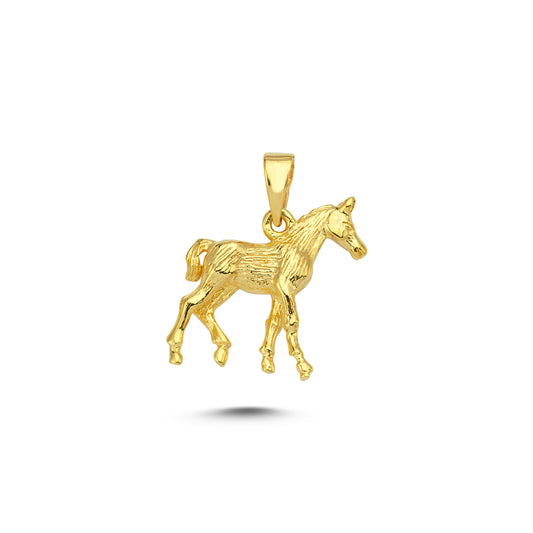 14K Gold Horse Animal Charm Necklace