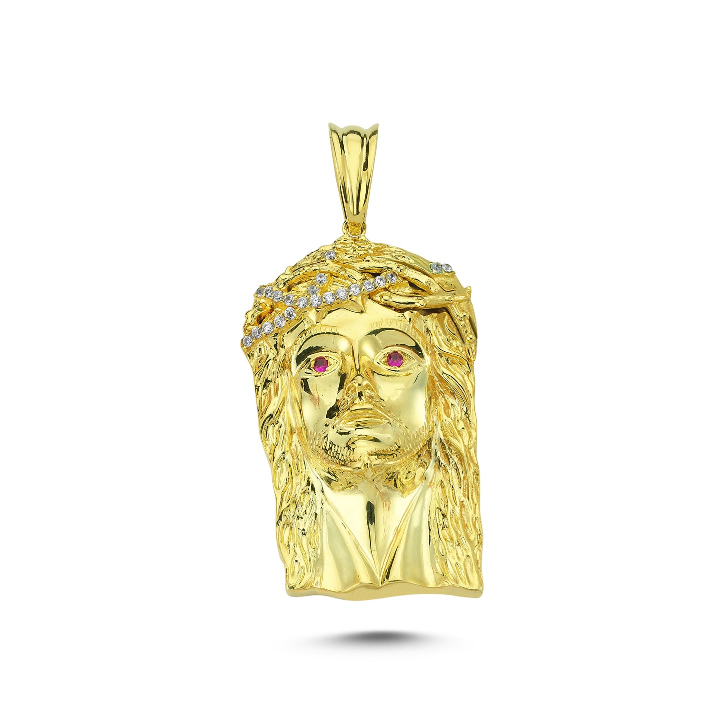 14K Gold Big Jesus Charm Necklace