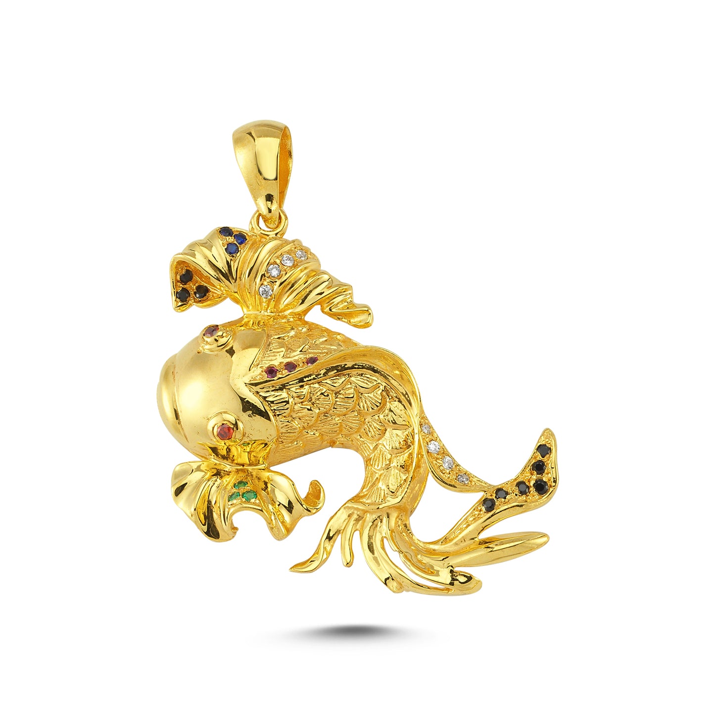 14K Gold Japanese Fish Animal Charm Necklace