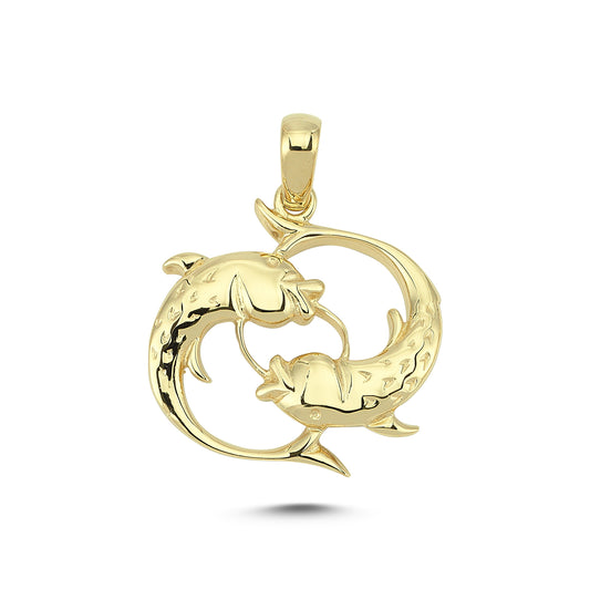 14K Gold Pisces Charm Necklace