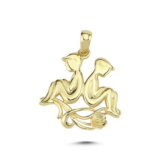 14K Gold Gemini Charm Necklace