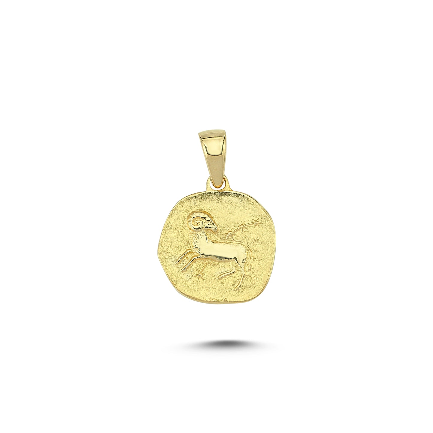 14K Gold Aries Zodiac Coin Charm Necklace