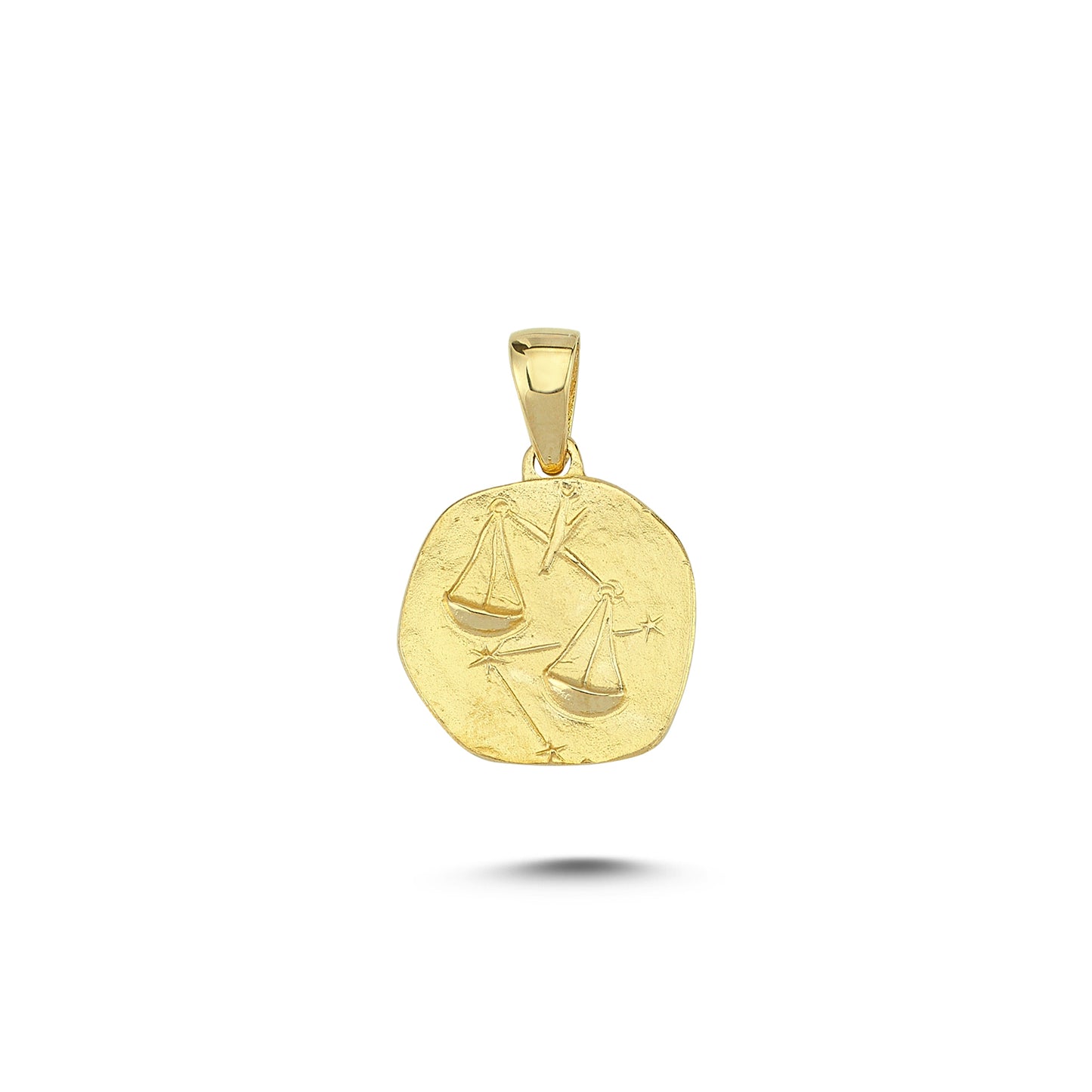 14K Gold Libra Zodiac Coin Charm Necklace