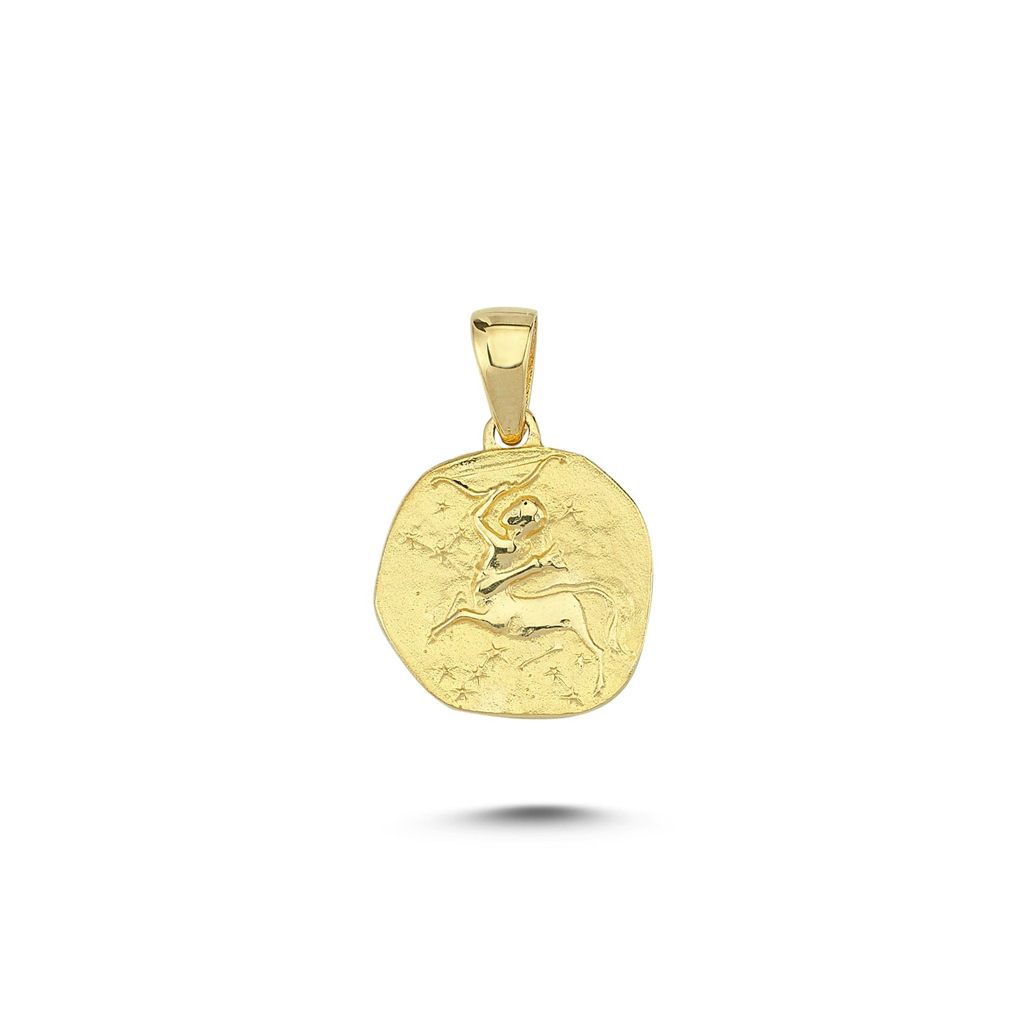 14K Gold Sagittarius Zodiac Coin Charm Necklace