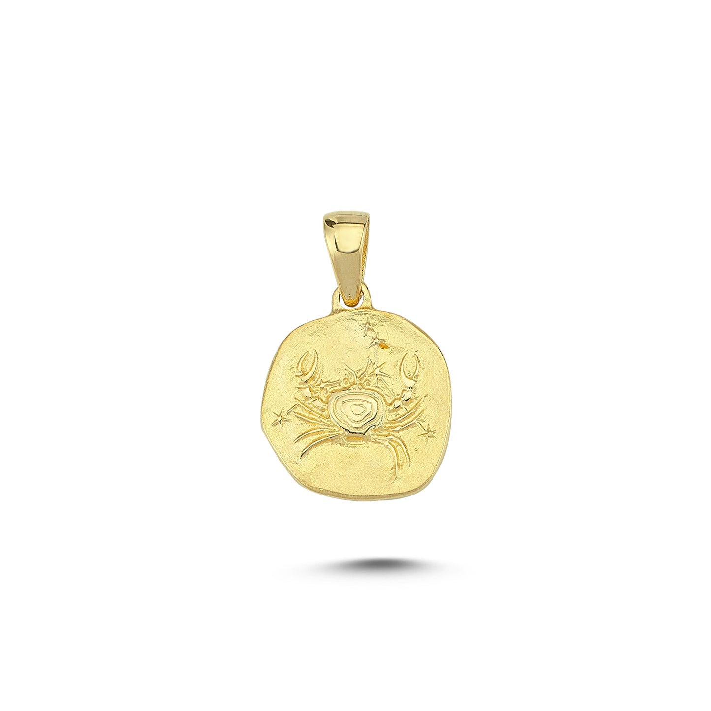 14K Gold Cancer Zodiac Coin Charm Necklace