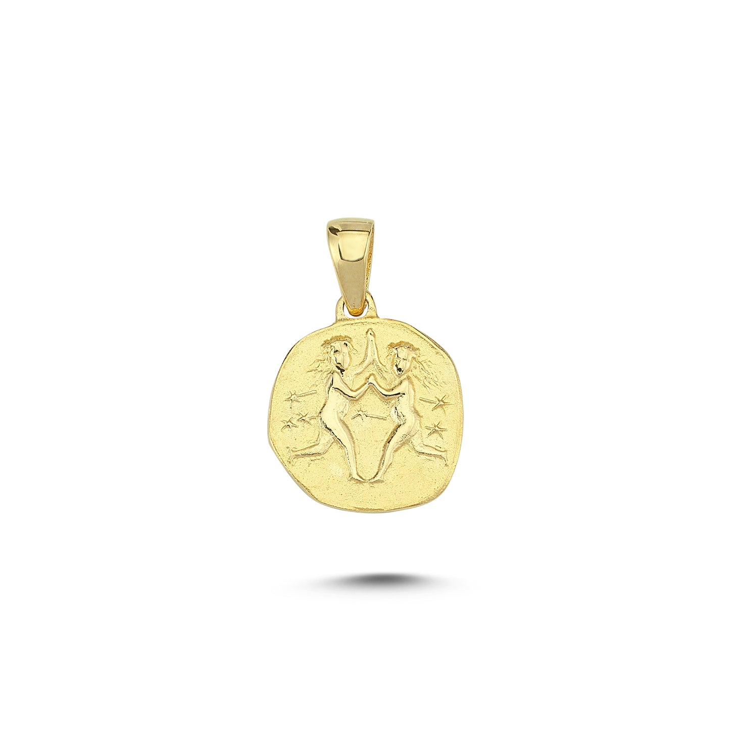 14K Gold Gemini Zodiac Coin Charm Necklace