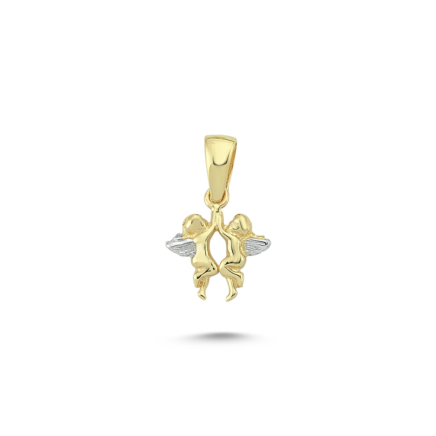 14K Gold Twins Angel Charm Necklace