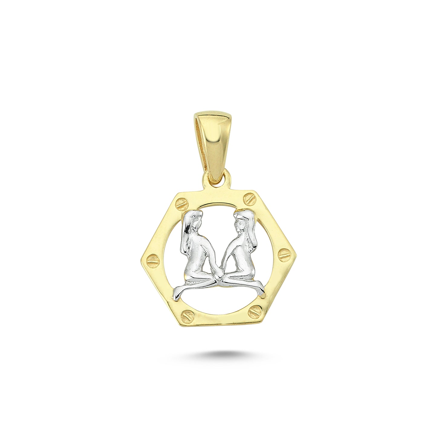 14K Gold Gemini Charm Necklace