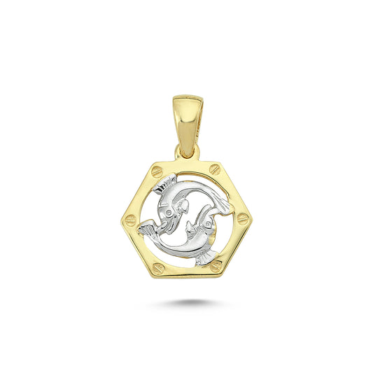 14K Gold Pisces Charm Necklace