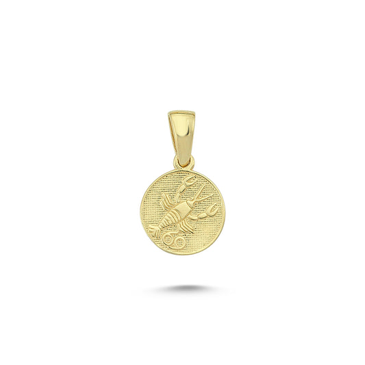 14K Gold Cancer Coiın Charm Necklace