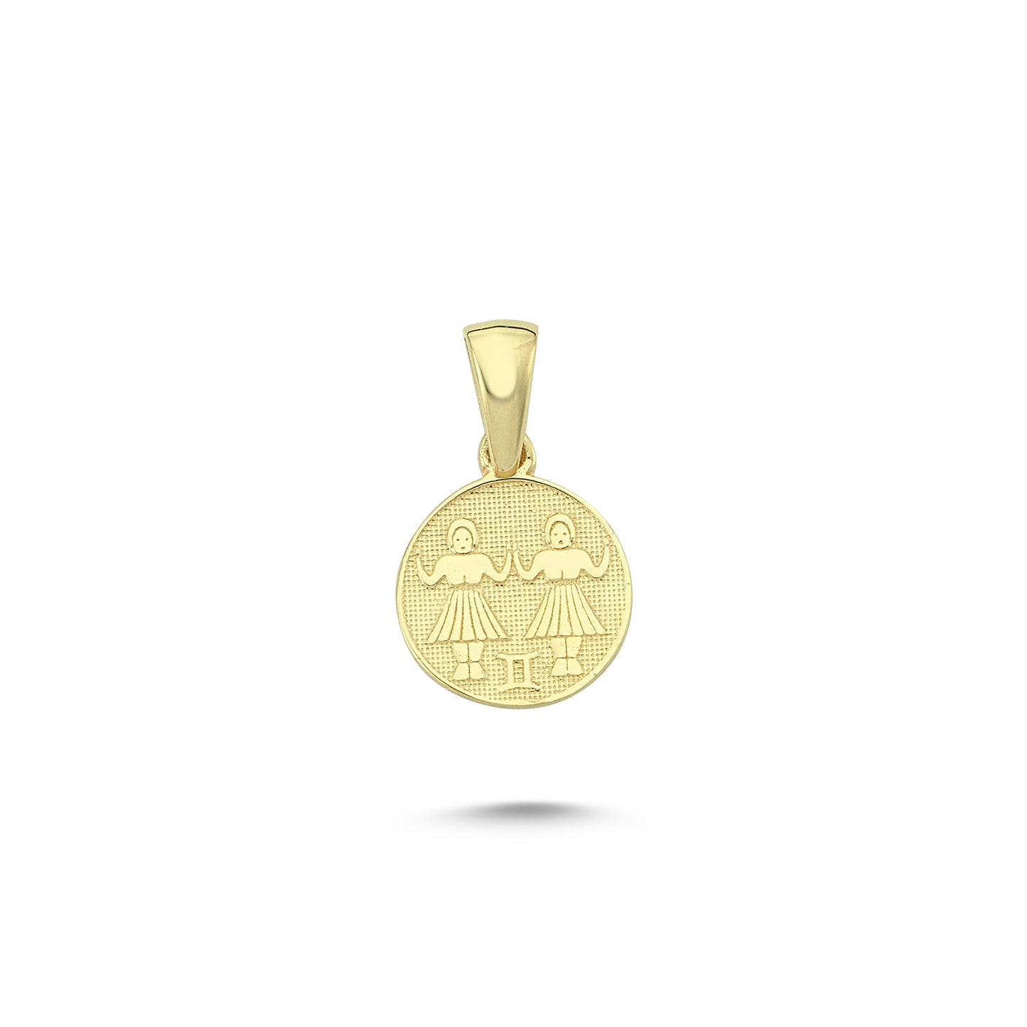 14K Gold Gemini Coiın Charm Necklace