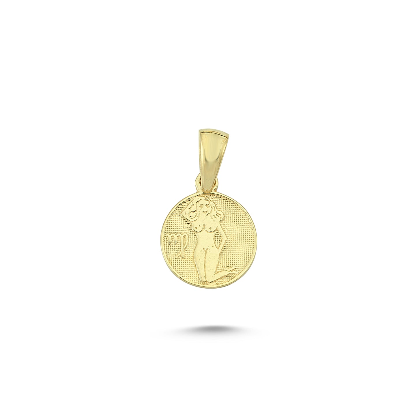 14K Gold Virgo Coiın Charm Necklace