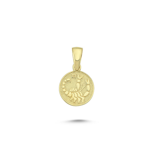 14K Gold Scorpio Coiın Charm Necklace