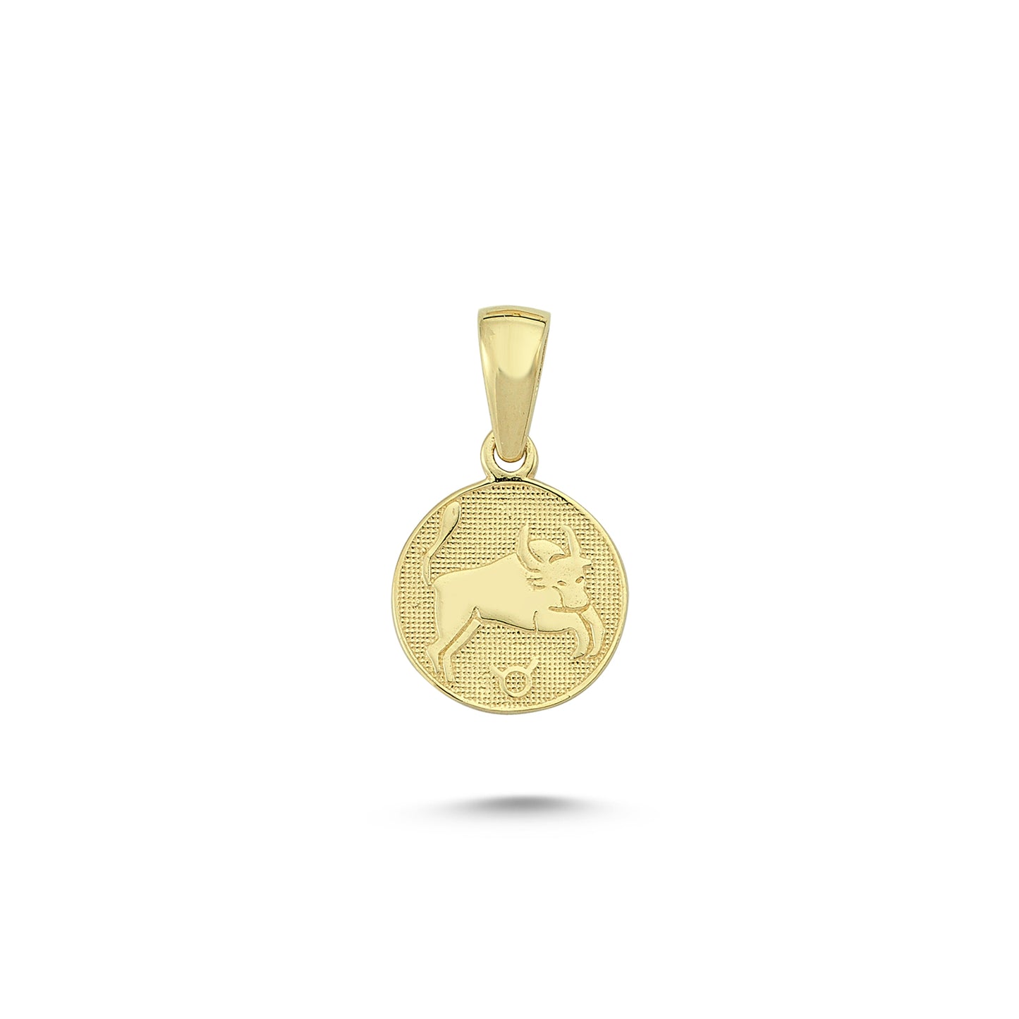 14K Gold Taurus Coiın Charm Necklace