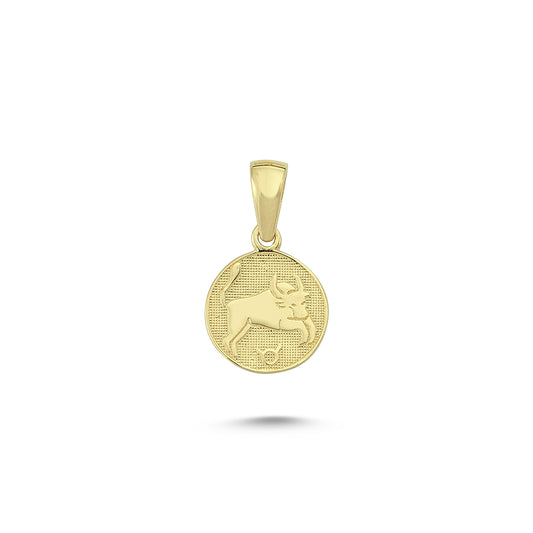 14K Gold Taurus Coiın Charm Necklace