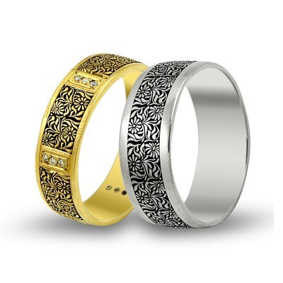 14K Gold Art Design Wedding Band Ring