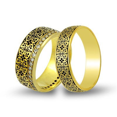 14K Gold Art Design Wedding Band Ring