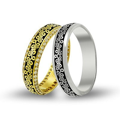 14K Gold Art Design Wedding Band Ring