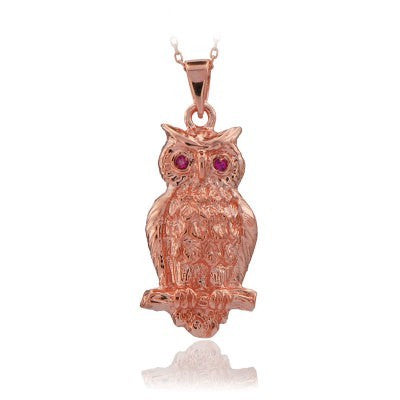 14K Gold Owl Necklace