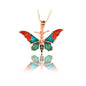 14K Rose Gold Blue Red Butterfly Necklace