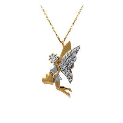 14K Solid Gold Angel Necklace